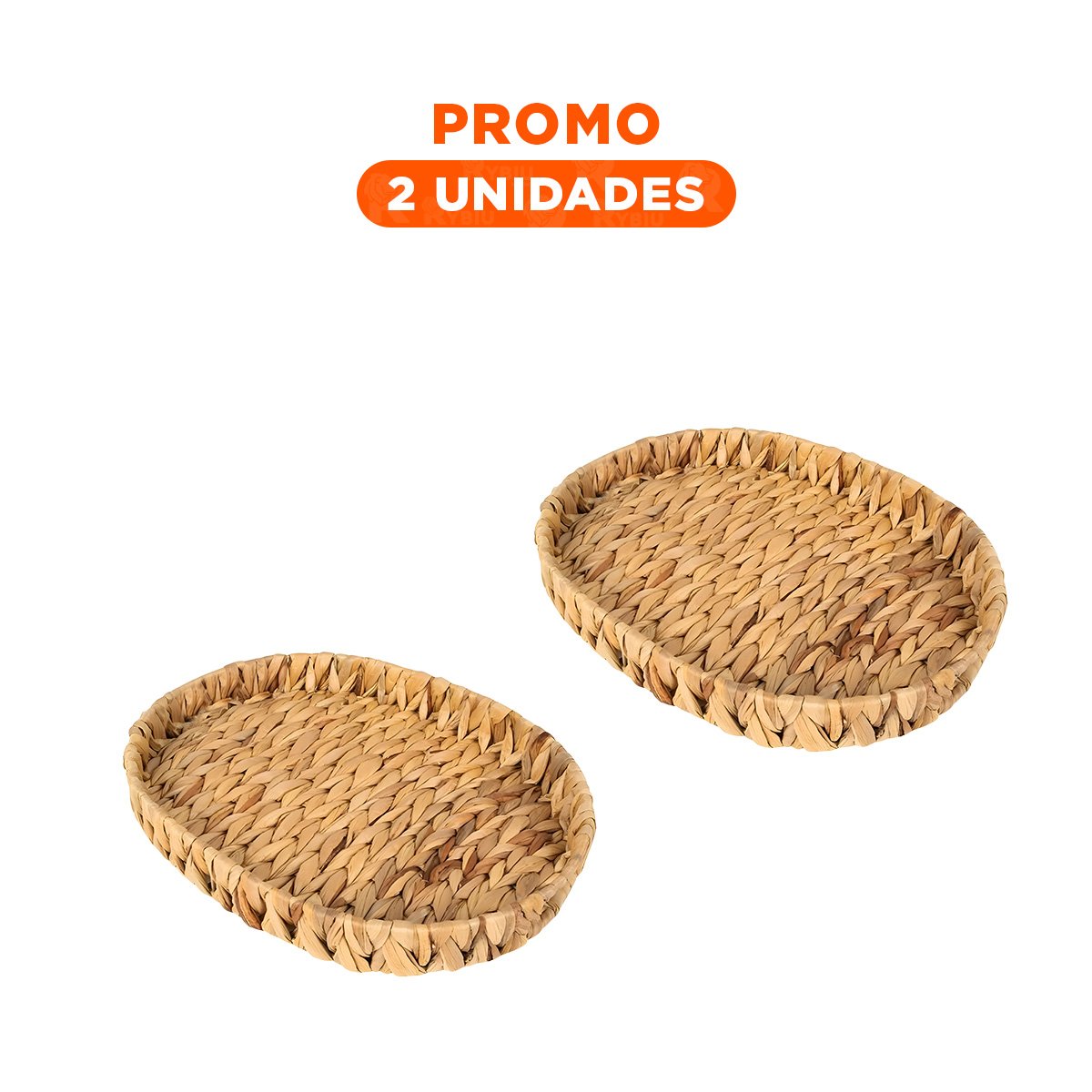 PACK2 BANDEJA TEJIDA OVALADA GRASS 29X20X4.5CM MOSTAZA PARA ORGANIZAR OBJETOS Y+REGALO STICKER - 1