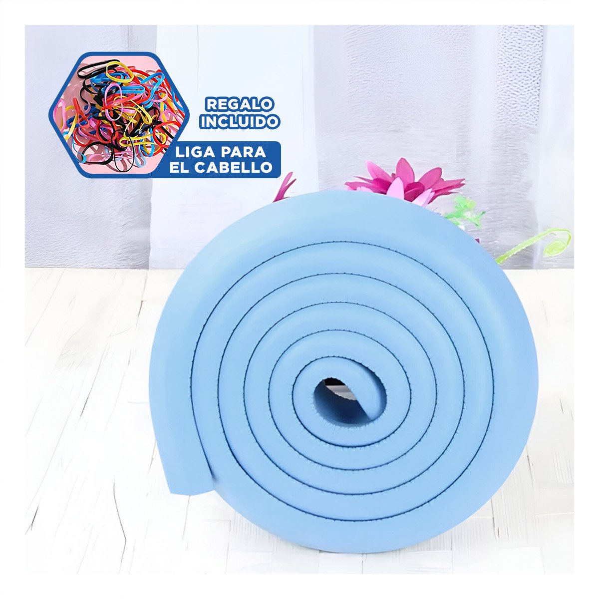 PROTECTOR ESQUINERO DE ESPUMA ACOLCHADA PARA BORDES DE MESA SEGURIDAD AZUL Y+LIGAS REGALO - 2