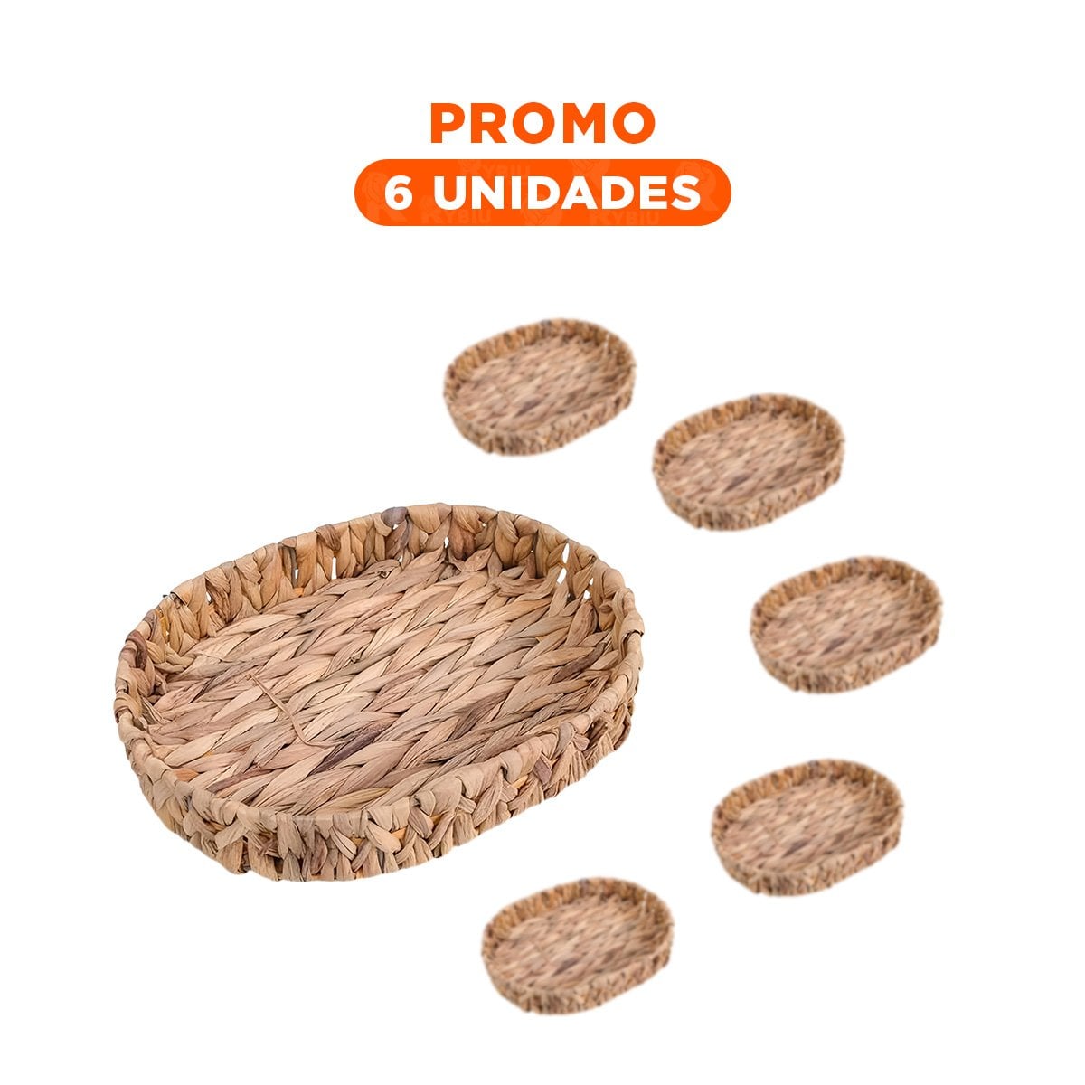 PACK6 PANERA PRÁCTICA OVALADA GRASS 32X24X4.5CM PARA SALA MOSTAZA Y+REGALO STICKER - 1