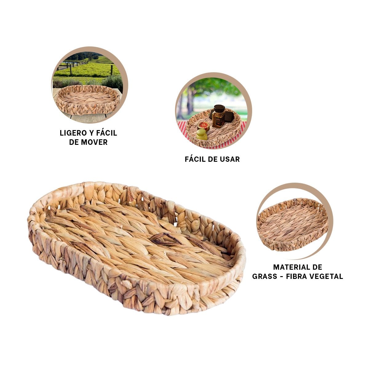 CESTA TEJIDA OVALADA GRASS 36X28X6CM MOSTAZA PARA ORDENAR Y EMBELLECER LA CASA Y+PAPEL REGALO - 5