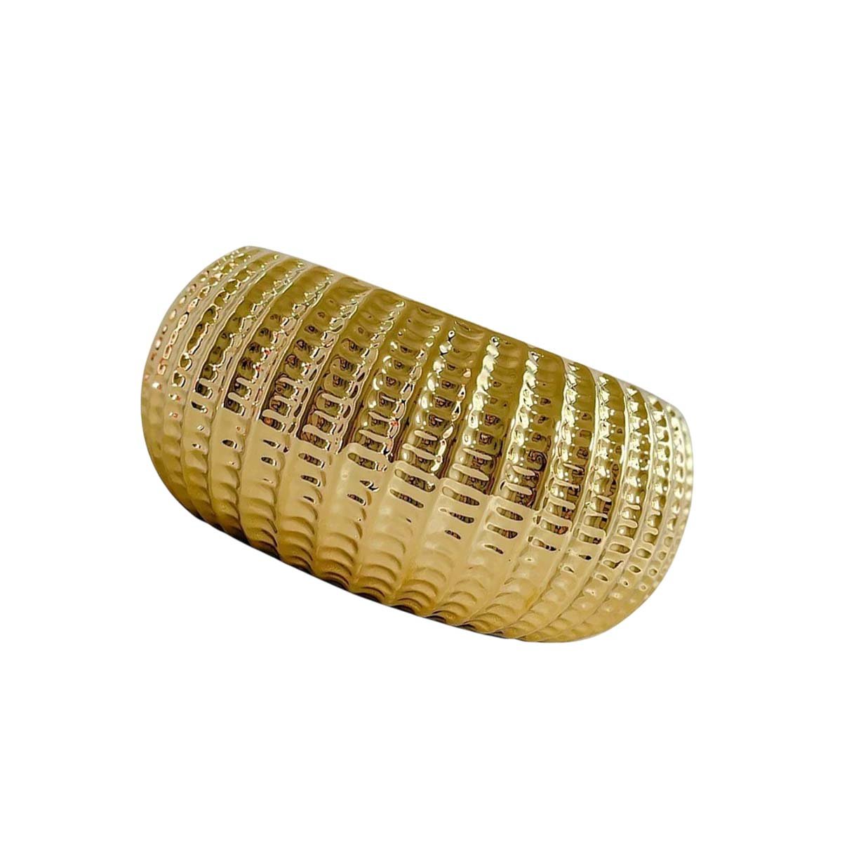 VASIJA CUENCO DE CERAMICA GALVANIZADA 17.5X22X11.5CM DORADO ACANALADO Y+REGALO STICKER - 1