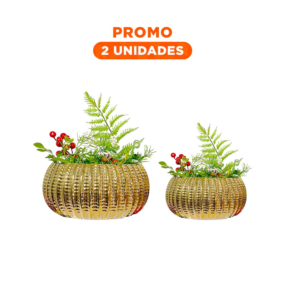 PACK2 VASIJA MODERNA CERAMICA DORADO 17.5X22X11.5CM Y+REGALO STICKER - 1