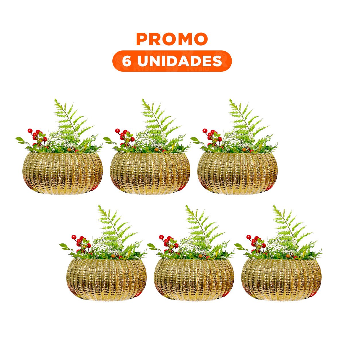 PACK6 RECIPIENTE MODERNO CERAMICA DORADO 17.5X22X11.5CM Y+REGALO STICKER - 1
