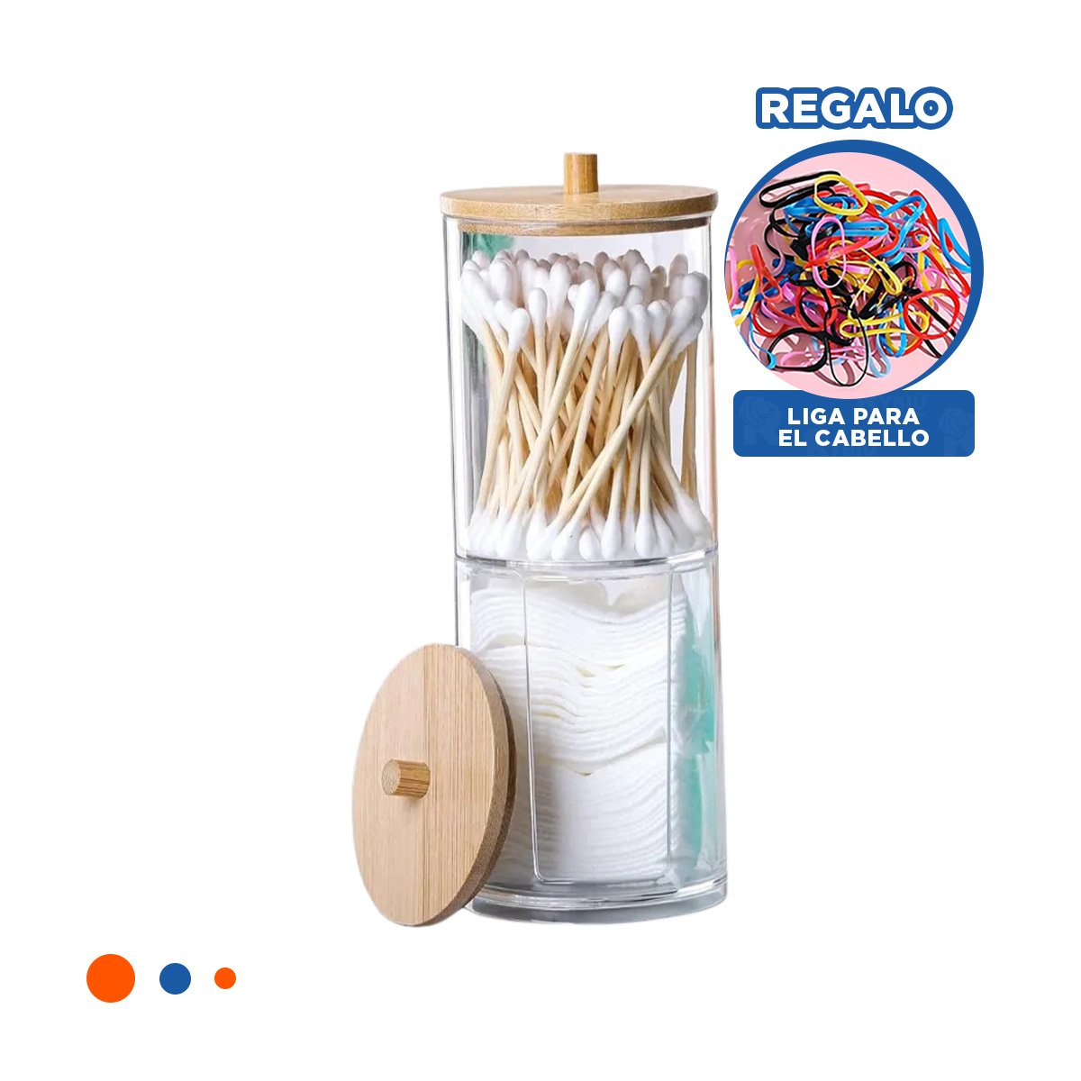 DISPENSADOR DOBLE DE ACRILICO CON TAPA DE MADERA TRANSPARENTE PRACTICO PLUS Y+LIGAS REGALO - 2