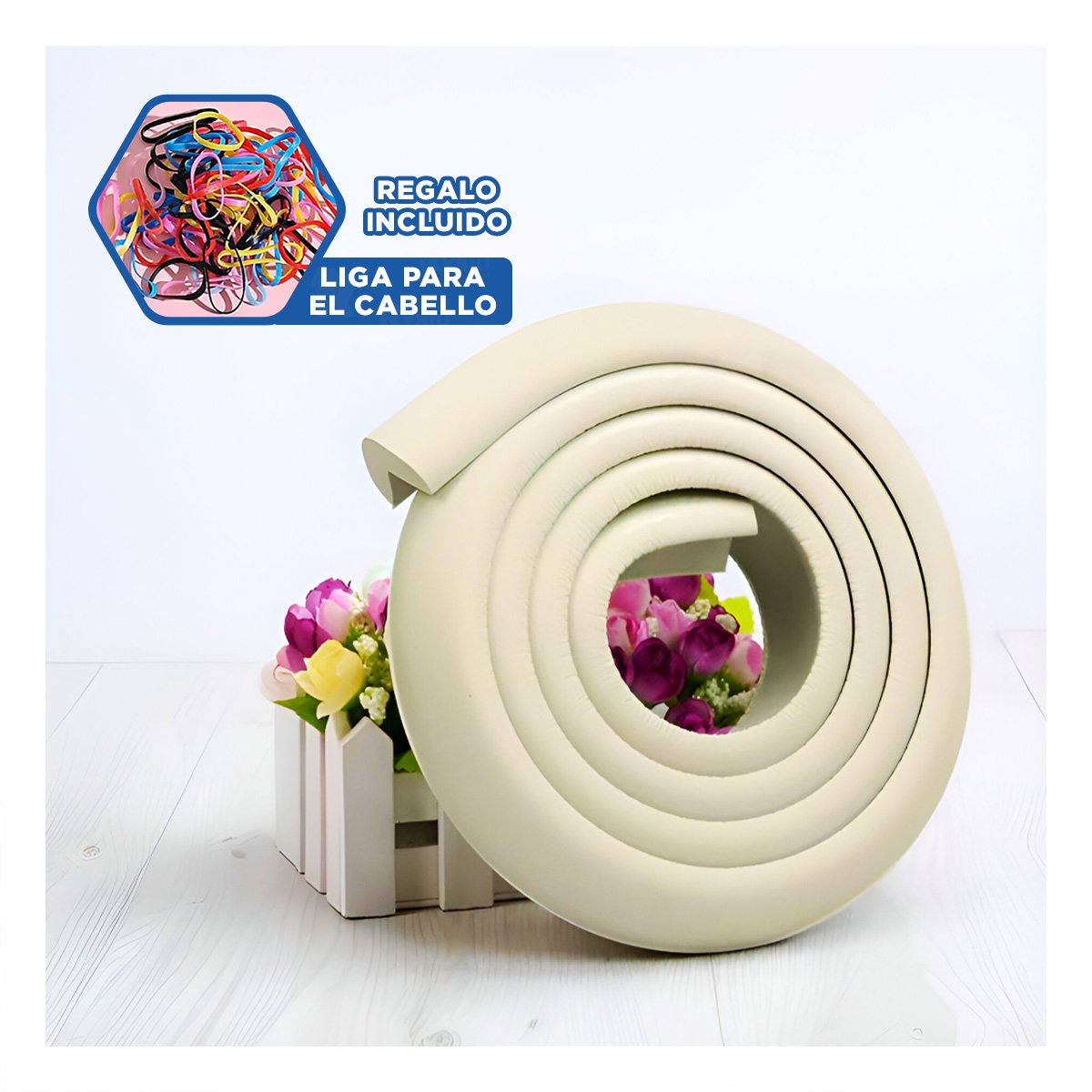 PROTECTOR ESQUINERO DE ESPUMA ACOLCHADA PARA BORDES DE MESA SEGURIDAD CREMA Y+LIGAS REGALO - 2