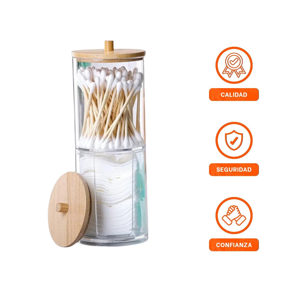 DISPENSADOR DOBLE DE ACRILICO CON TAPA DE MADERA TRANSPARENTE ORDEN DIARIO Y+PAPEL REGALO - 5