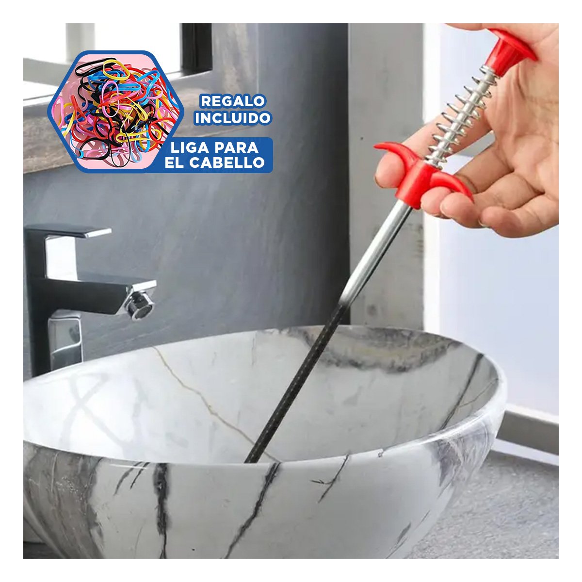 GANCHO DESATORADOR PRACTICO PARA DESTAPAR LAVADEROS Y DESAGUES NEGRO CASA Y+LIGAS REGALO - 2