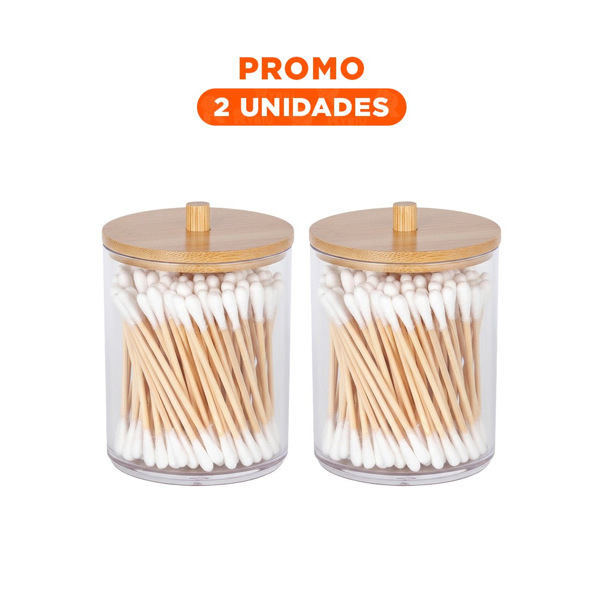 PACK2 FRASCO ACRILICO CON TAPA DE MADERA 7X11CM TRANSPARENTE ORDEN DIARIO Y+REGALO STICKER - 1
