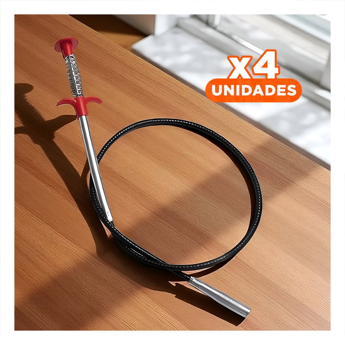 PACK4 VARILLA PARA LIMPIEZA PROFUNDA DE CONDUCTOS DE DRENAJE NEGRO Y+PAPEL REGALO - 1