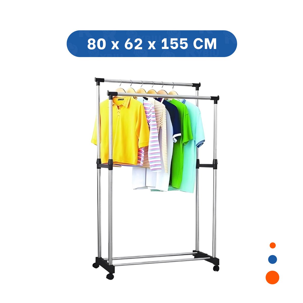 PACK4 RACK COLGADOR DOBLE DE ROPA BARRA PEQUENA PLATEADO DISENO COMPACTO Y+PAPEL REGALO - 4