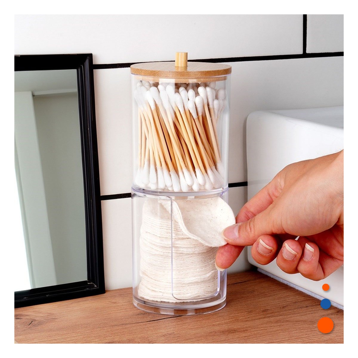 PACK6 RECIPIENTE DOBLE DE ACRILICO CON TAPA DE MADERA TRANSPARENTE USO HOGAR Y+PAPEL REGALO - 2