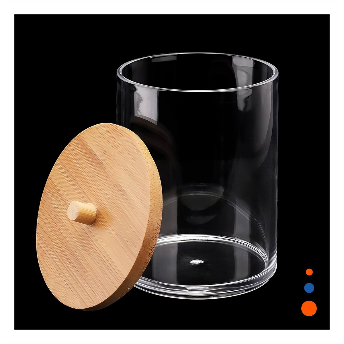 PACK4 FRASCO ACRILICO CON TAPA DE MADERA 7X11CM TRANSPARENTE USO HOGAR - 3