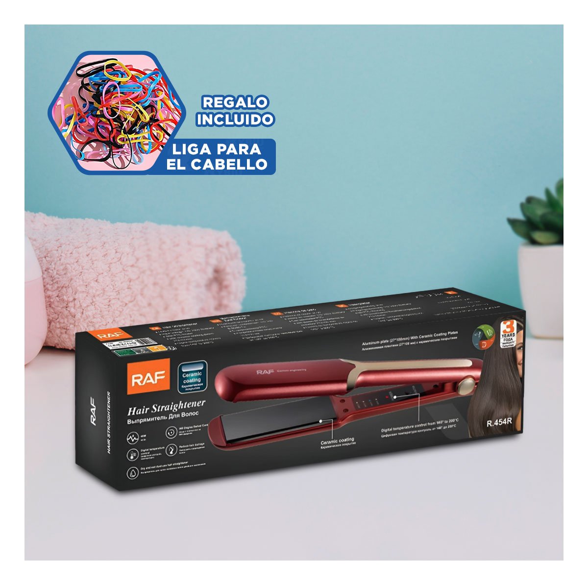 PACK2 MOLDEADOR DE CABELLO DE CALENTAMIENTO ESTABLE PARA USO DIARIO ROJO PRO Y+PAPEL REGALO - 2