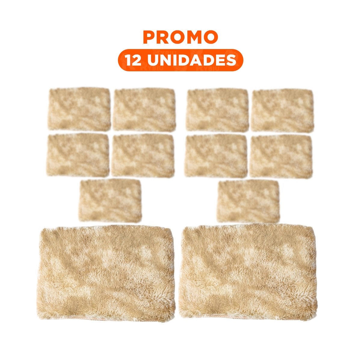 PACK12 ALFOMBRILLA RECTANGULAR 40X60CM CAMELLO Y CREMA CON SUPERFICIE PELUCHE - 1