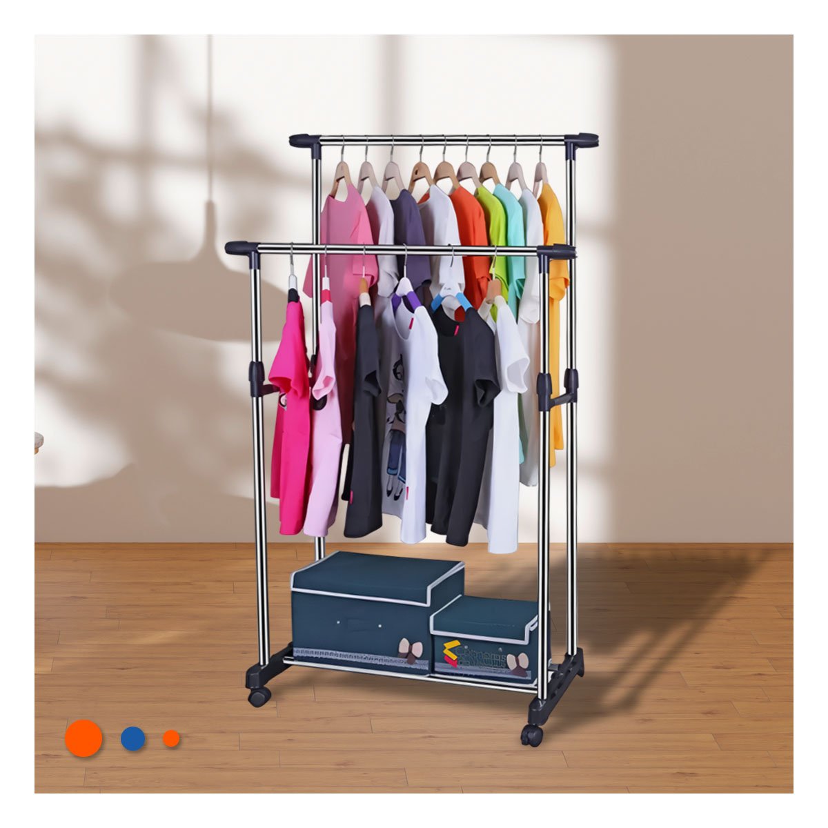 PERCHERO COLGADOR DOBLE DE ROPA BARRA PEQUENA PLATEADO FACIL MONTAJE Y+LIGAS REGALO - 3