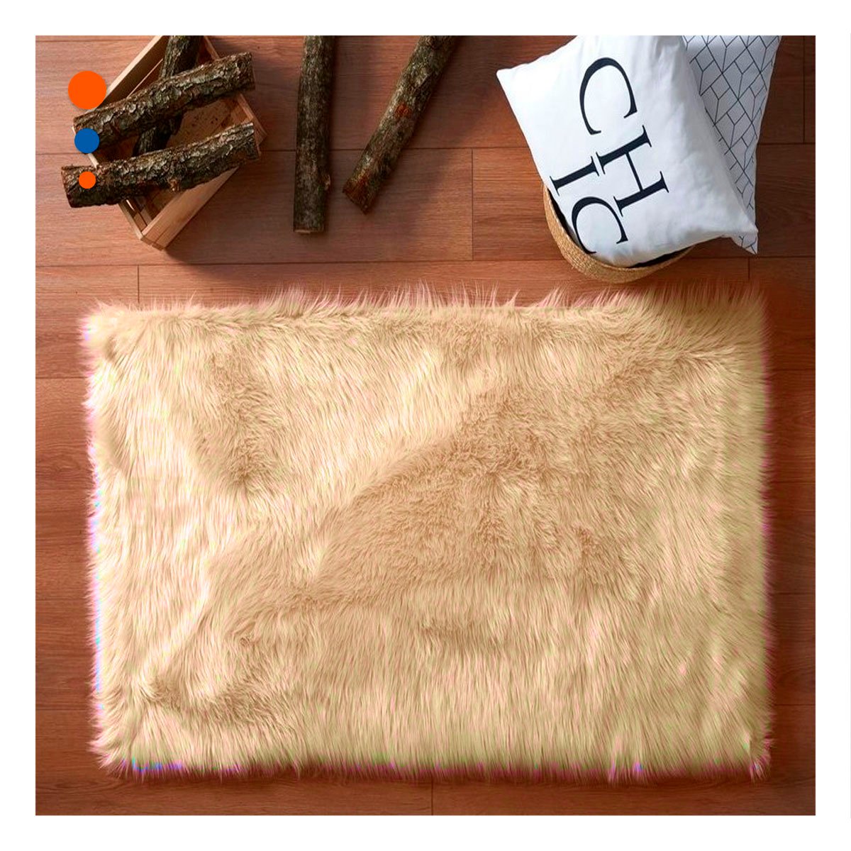 PACK6 ALFOMBRILLA DIMENSIONES 40X60CM CON TEXTURA PELUCHE CAMELLO Y CREMA Y+PAPEL REGALO - 2