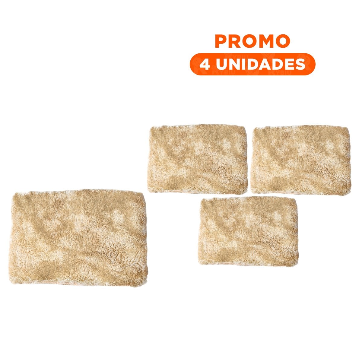 PACK4 TAPETE RECTANGULAR CON DIMENSIONES 40X60CM PELUCHE CAMELLO Y CREMA - 1