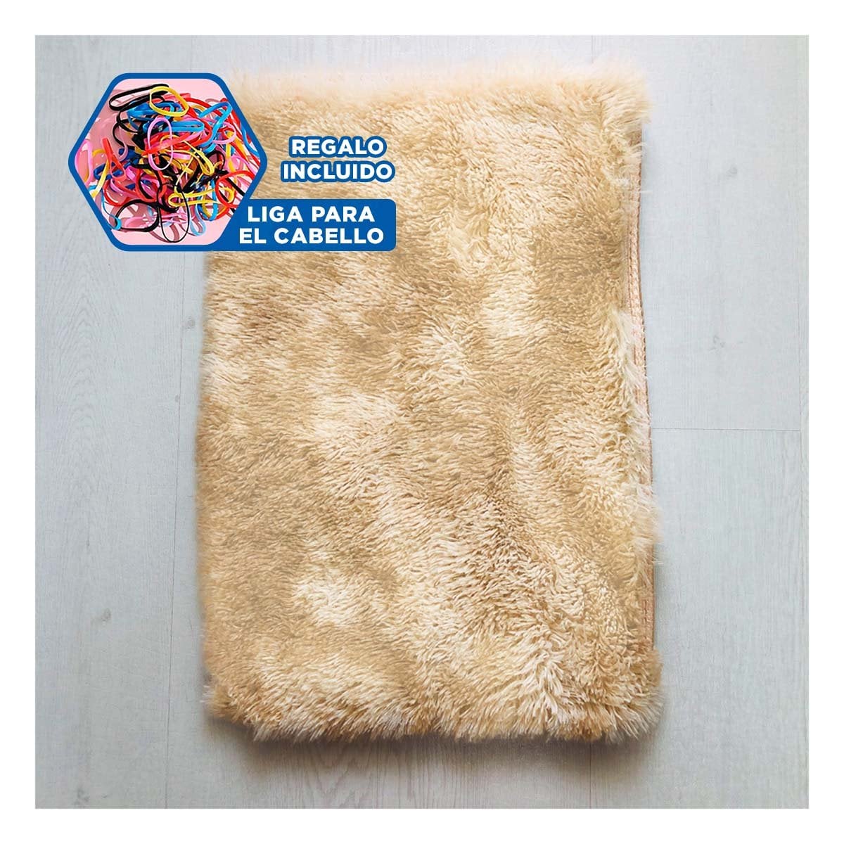 ALFOMBRA RECTANGULAR CAMELLO Y CREMA DE TEXTURA PELUCHE EN DIMENSIONES 40X60CM Y+LIGAS REGALO - 2