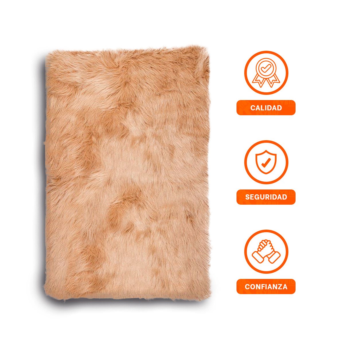 ALFOMBRA RECTANGULAR CAMELLO Y CREMA DE TEXTURA PELUCHE EN DIMENSIONES 40X60CM Y+LIGAS REGALO - 5