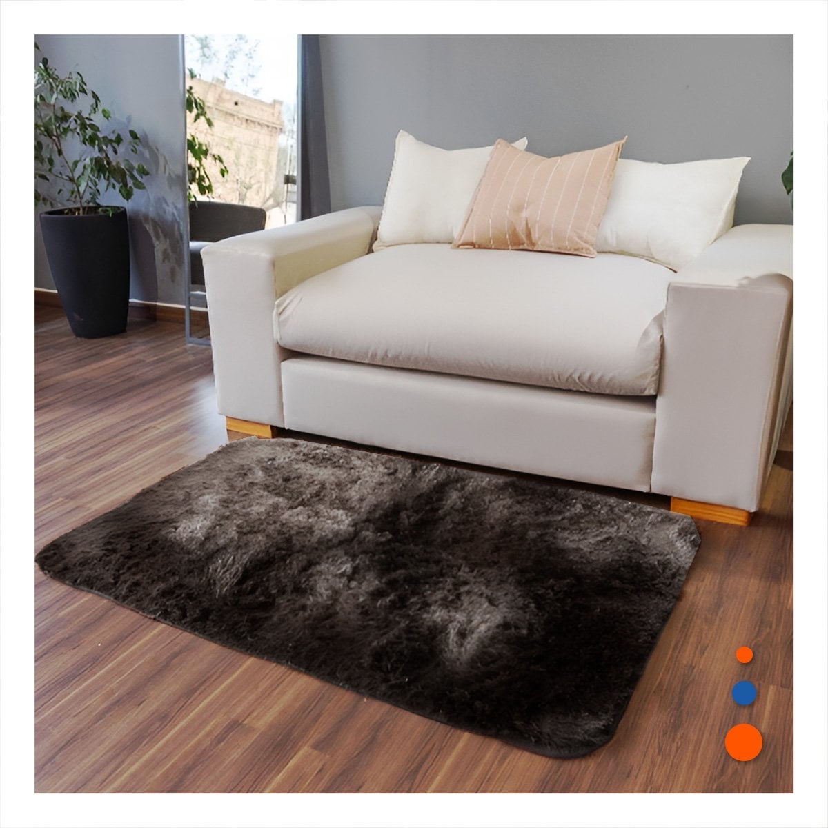 ALFOMBRA RECTANGULAR MARRON Y CREMA DE TEXTURA PELUCHE EN DIMENSIONES 40X60CM Y+LIGAS REGALO - 3