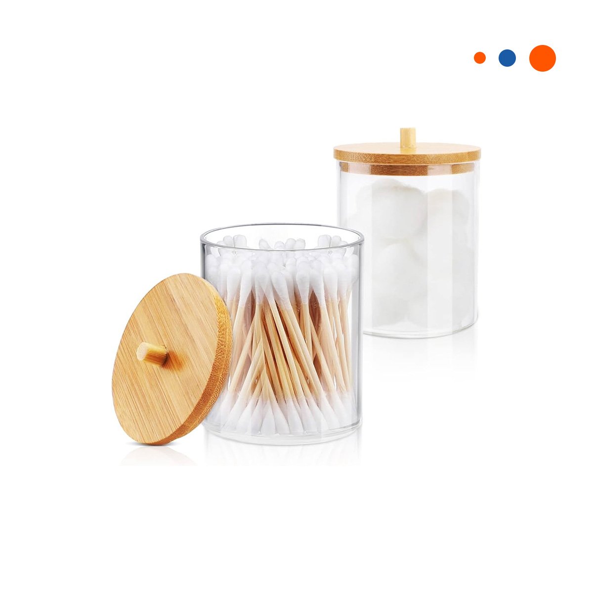 DISPENSADOR DOBLE DE ACRILICO CON TAPA DE MADERA TRANSPARENTE USO HOGAR Y+REGALO STICKER - 1
