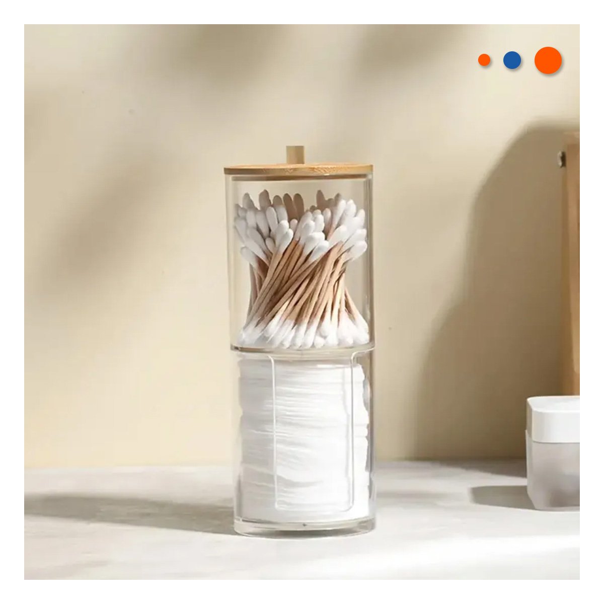 DISPENSADOR DOBLE DE ACRILICO CON TAPA DE MADERA TRANSPARENTE USO HOGAR Y+REGALO STICKER - 2