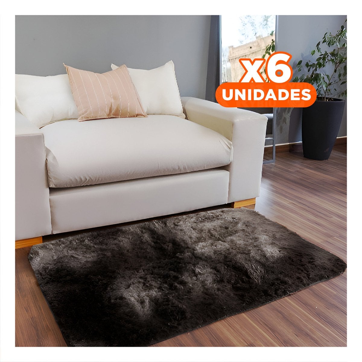 PACK6 ALFOMBRILLA DIMENSIONES 40X60CM CON TEXTURA PELUCHE MARRON Y CREMA Y+PAPEL REGALO - 1
