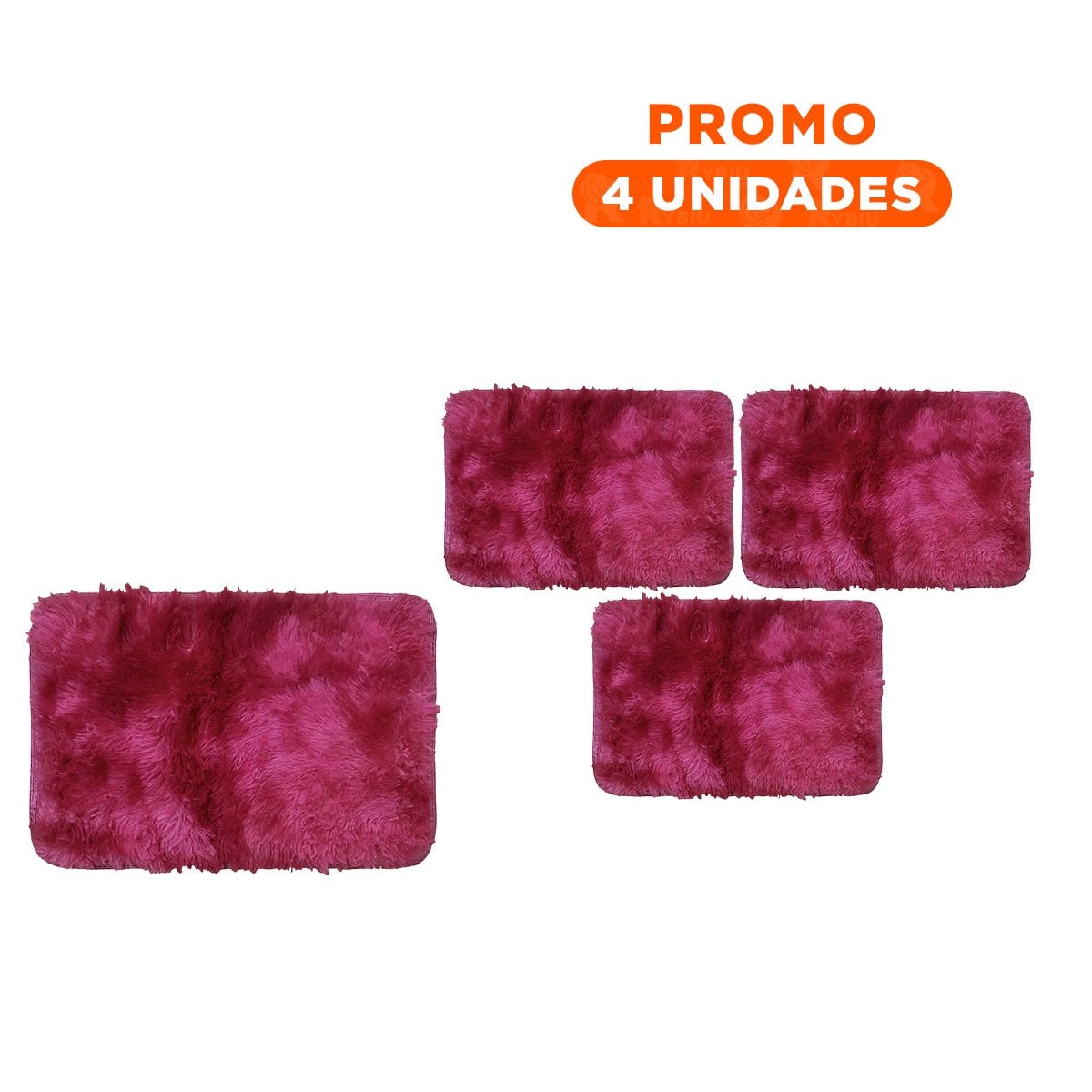 PACK4 TAPETE RECTANGULAR CON DIMENSIONES 40X60CM PELUCHE FUCSIA Y GUINDA - 1