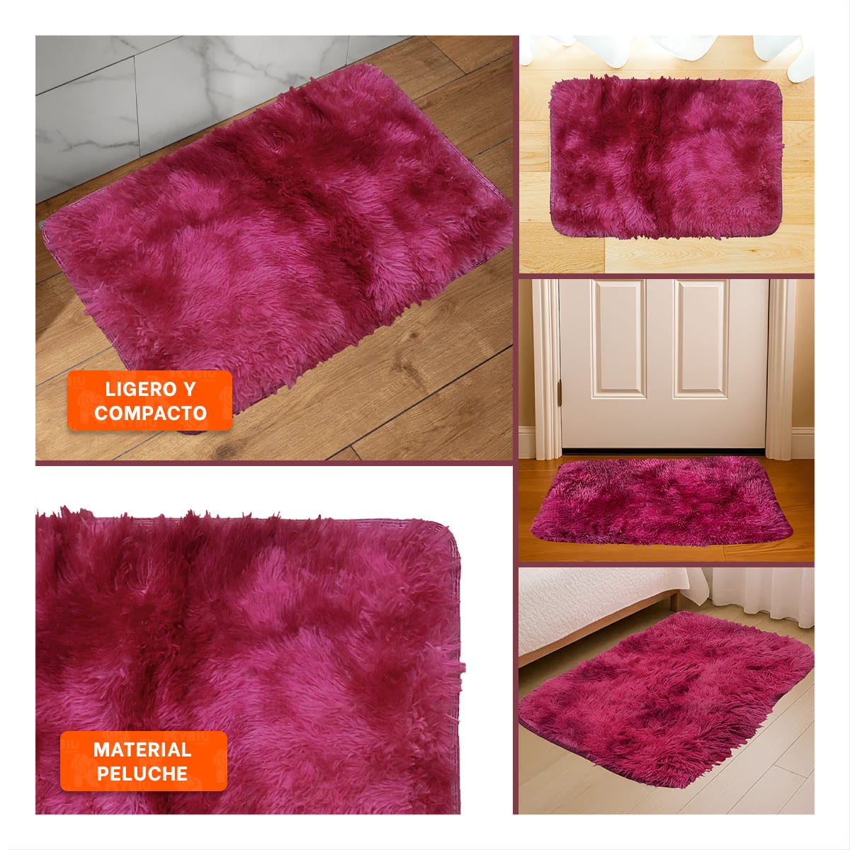 PACK6 ALFOMBRILLA DIMENSIONES 40X60CM CON TEXTURA PELUCHE FUCSIA Y GUINDA Y+PAPEL REGALO - 3