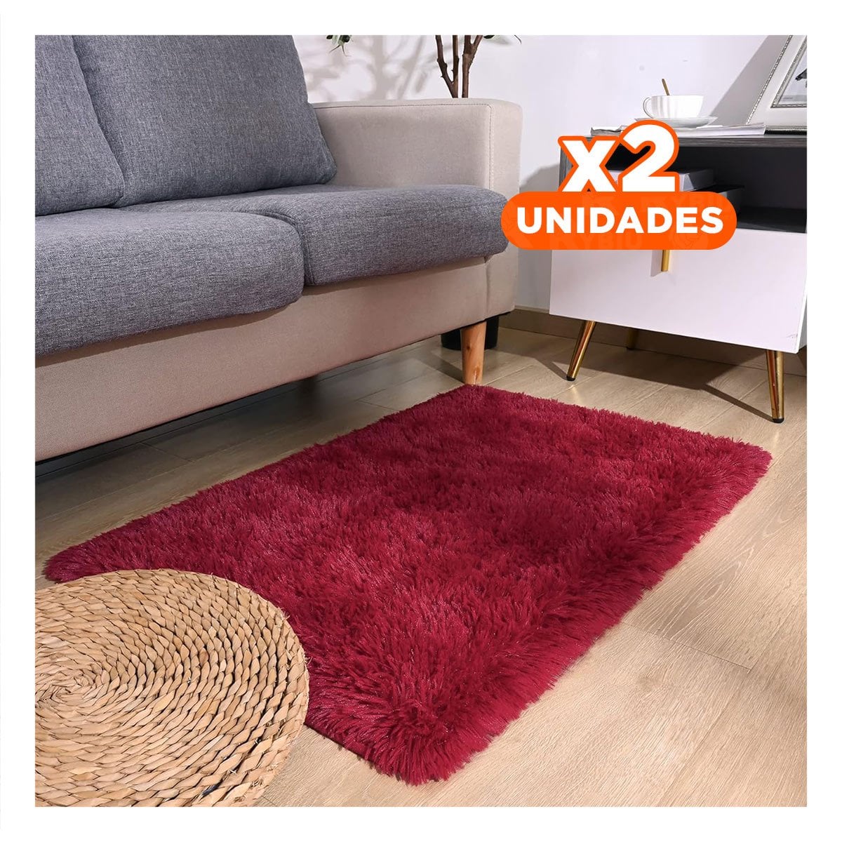 PACK2 TAPETE DE TEXTURA PELUCHE RECTANGULAR FUCSIA Y GUINDA DIMENSIONES 40X60CM - 1