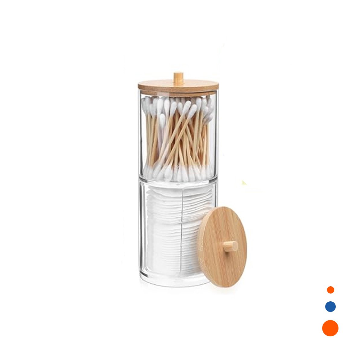 PACK2 FRASCO DOBLE DE ACRILICO CON TAPA DE MADERA TRANSPARENTE USO HOGAR Y+REGALO STICKER - 2