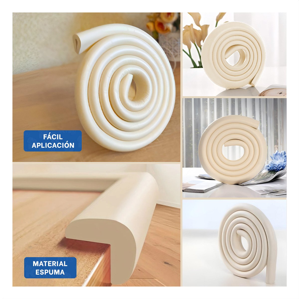 PACK12 BORDE SEGURO DE ESPUMA RESISTENTE PARA ESQUINAS DE MUEBLES EN CASA CREMA - 2