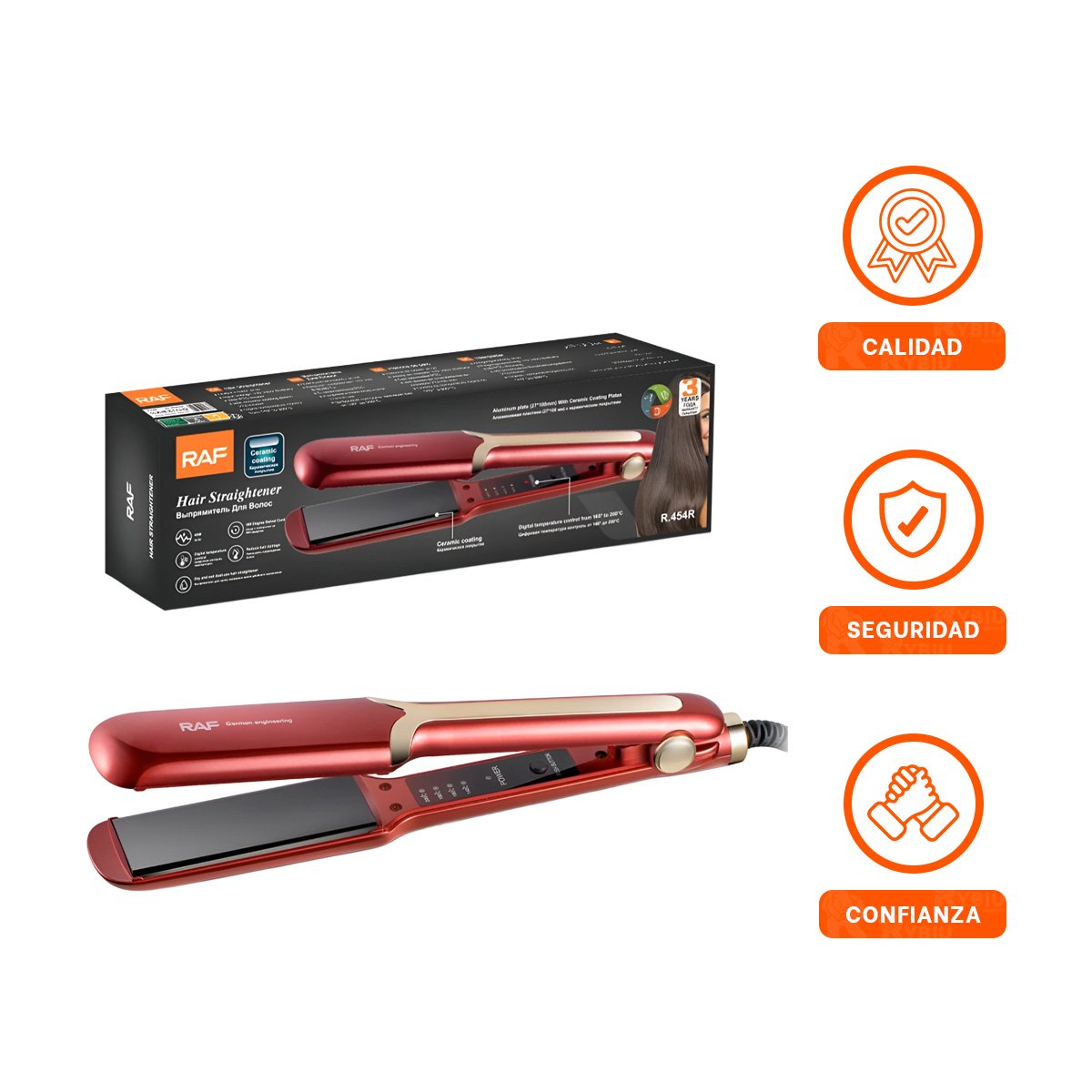 PACK2 MOLDEADOR DE CABELLO CON DISENO DELGADO PARA PEINADO FACIL ROJO PLUS Y+REGALO STICKER - 5