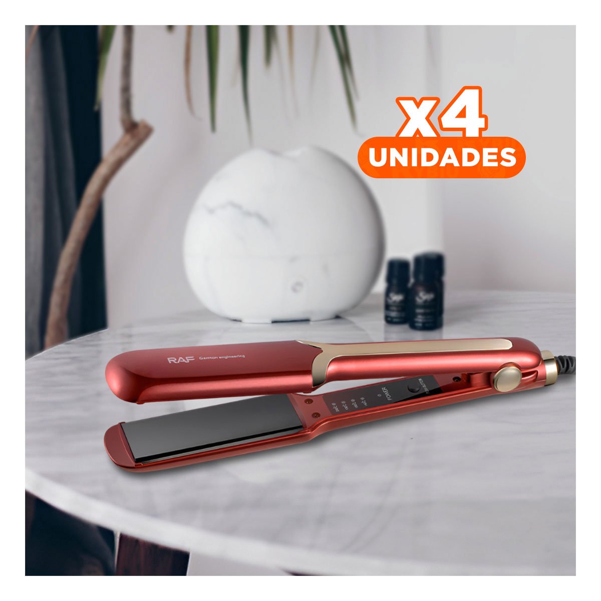 PACK6 ALISADOR DE CABELLO CON DISENO COMPACTO PARA ESTILIZAR ROJO PLUS Y+PAPEL REGALO - 1