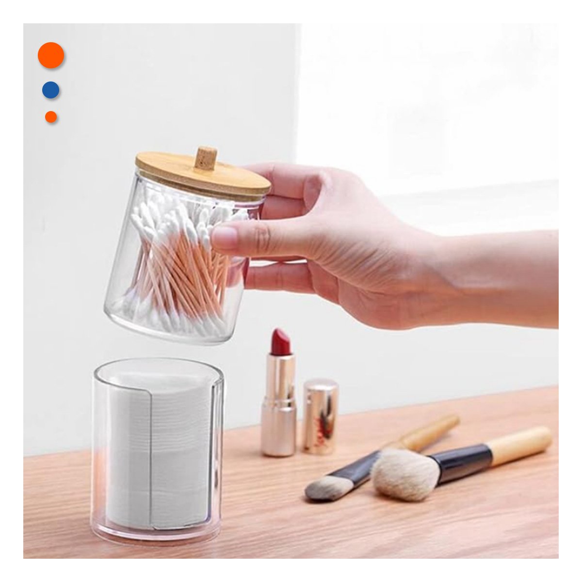 DISPENSADOR DOBLE DE ACRILICO CON TAPA DE MADERA TRANSPARENTE FUNCIONAL Y+POST IT - 1