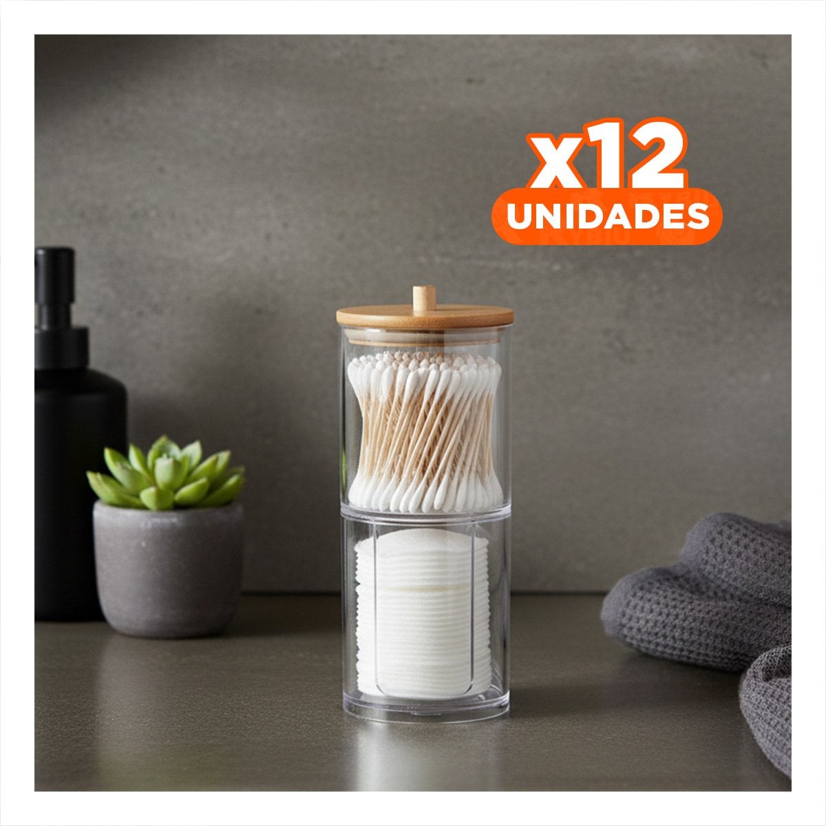 PACK12 ENVASE DOBLE DE ACRILICO CON TAPA DE MADERA TRANSPARENTE ORDEN DIARIO Y+REGALO STICKER - 1