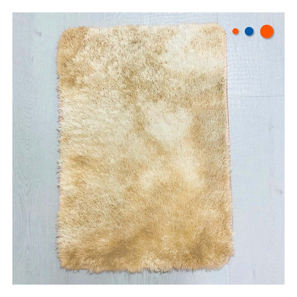 ALFOMBRA RECTANGULAR DE TEXTURA PELUCHE CAMELLO Y CREMA CON DIMENSIONES 40X60CM - 3