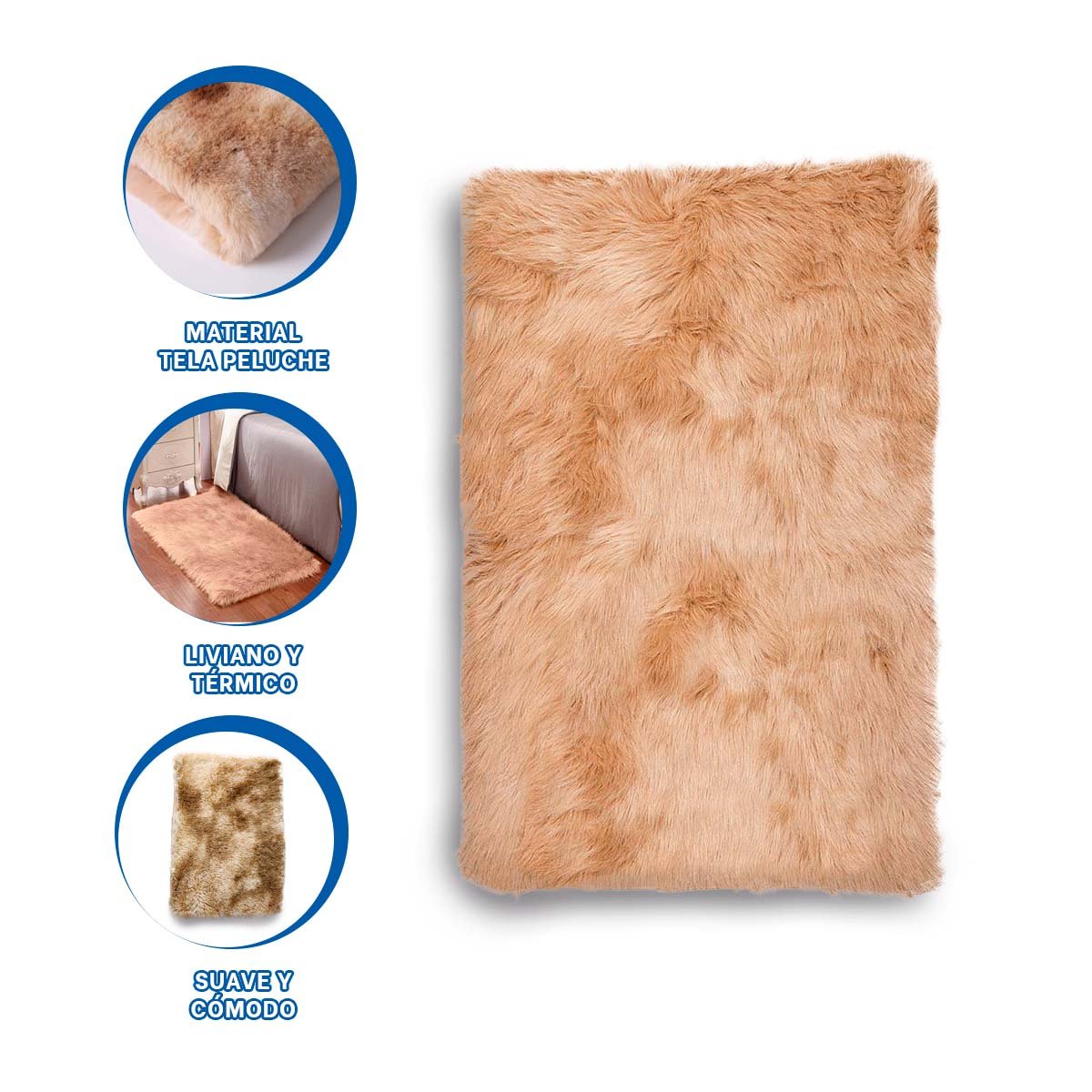 ALFOMBRA CAMELLO Y CREMA RECTANGULAR CON DIMENSIONES 40X60CM Y TEXTURA PELUCHE Y+PAPEL REGALO - 5