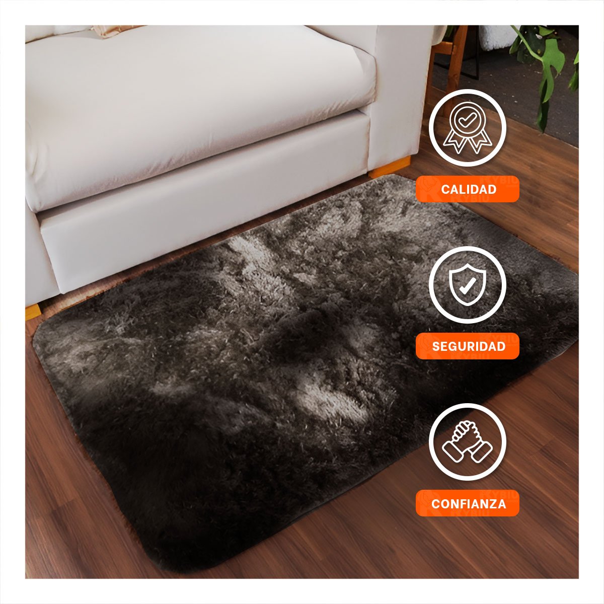 PACK6 ALFOMBRILLA RECTANGULAR PELUCHE MARRON Y CREMA CON DIMENSIONES 40X60CM - 2
