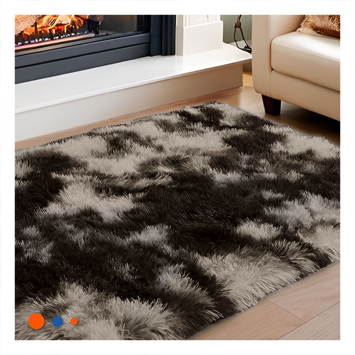 PACK6 ALFOMBRILLA RECTANGULAR PELUCHE MARRON Y CREMA CON DIMENSIONES 40X60CM - 5