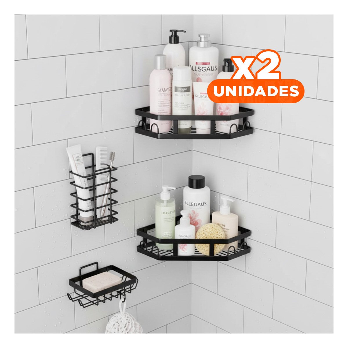 PACK2 GABINETE ESQUINERO 5 PIEZAS NEGRO PARA ORGANIZAR HOGAR MODERNO - 1