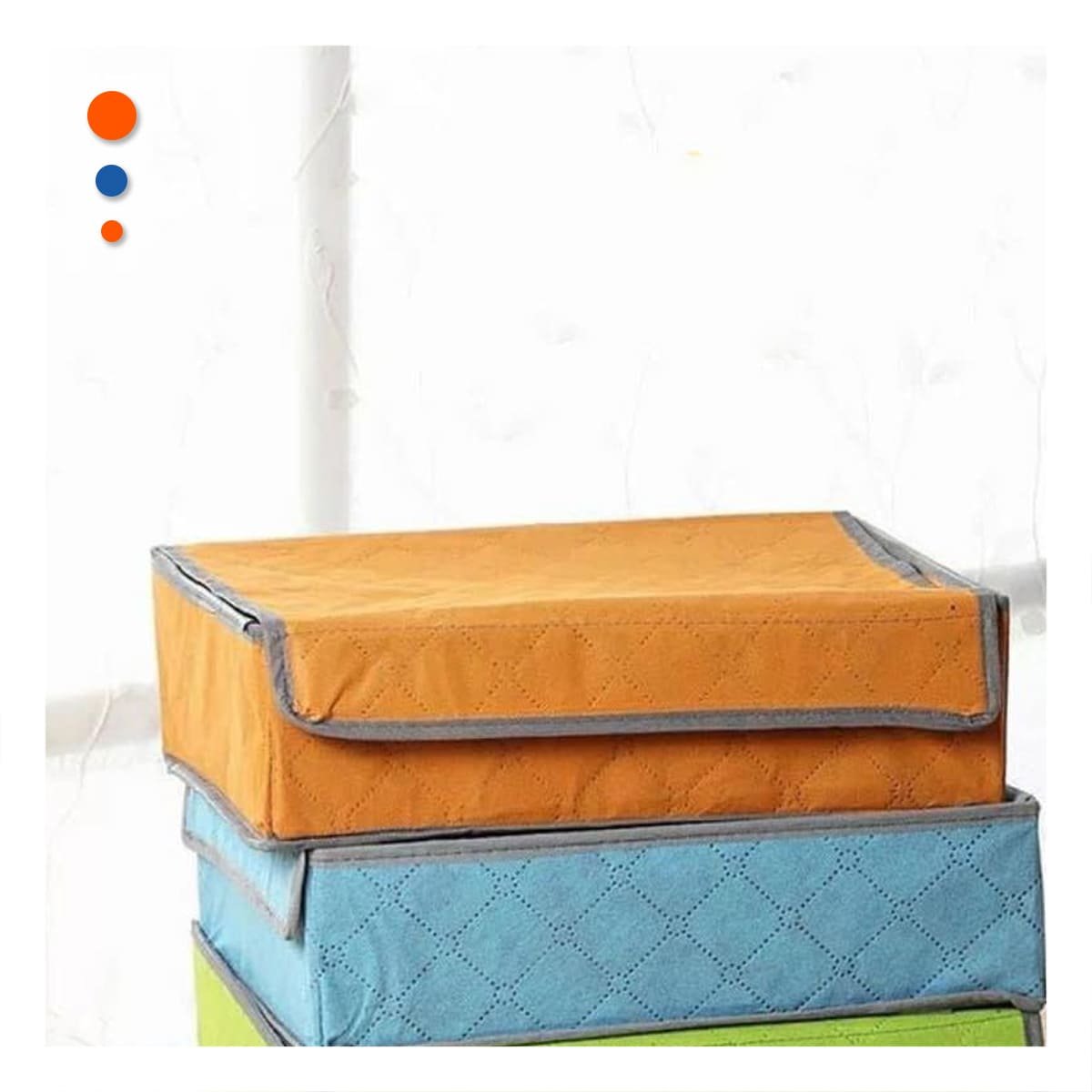 PACK12 CAJA TEXTIL PARA ROPA INTERIOR 24 DIVISIONES CON TAPA NARANJA HOGAR PRO Y+PAPEL REGALO - 5
