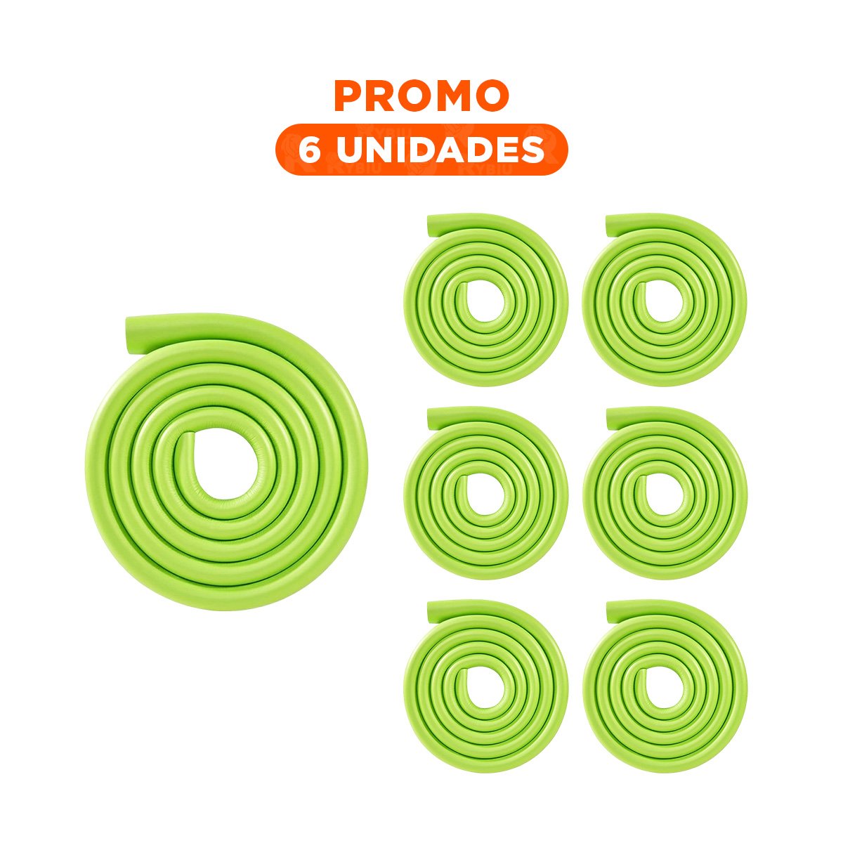 PACK6 ESPUMA PROTECTORA PARA BORDES 2 METROS VERDE LIMON SEGURIDAD INTERIOR Y+REGALO STICKER - 1