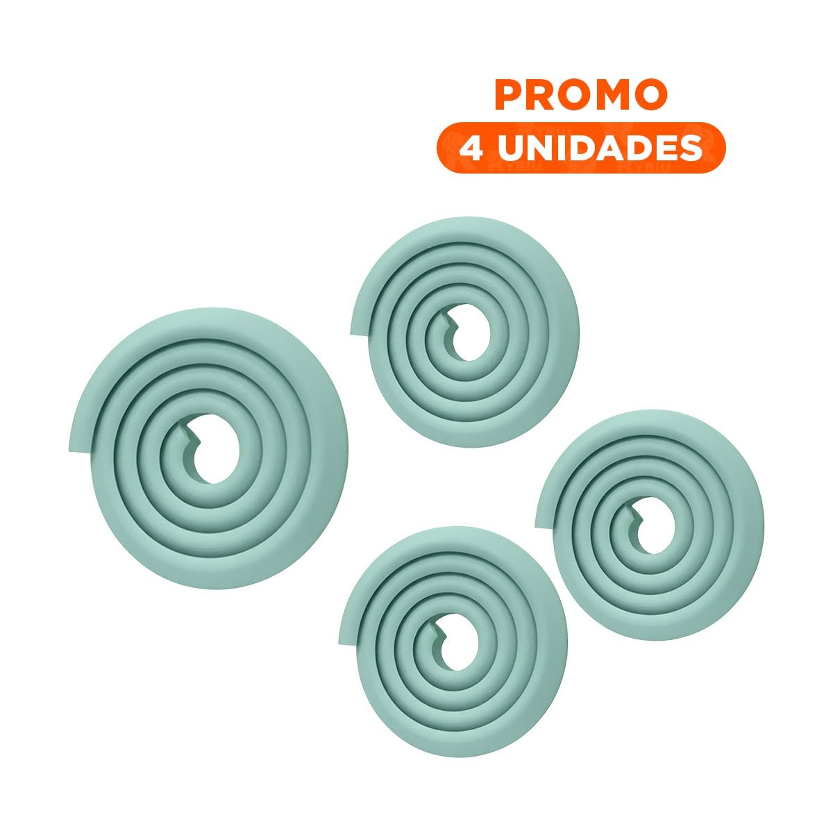 PACK4 TIRA PROTECTORA DE BORDES ESPUMA 2 METROS VERDE AGUA SEGURIDAD INTERIOR - 1