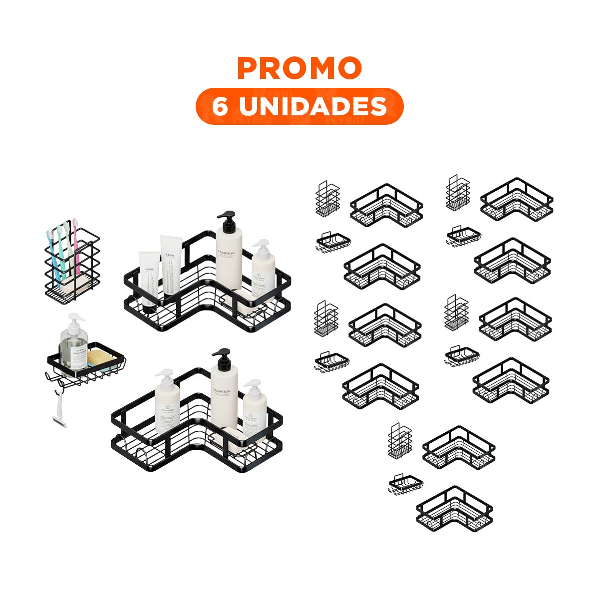 PACK6 MODULO ESQUINERO RESISTENTE 5 PIEZAS NEGRO ORGANIZACION DIARIA HOGAR Y+REGALO STICKER - 1