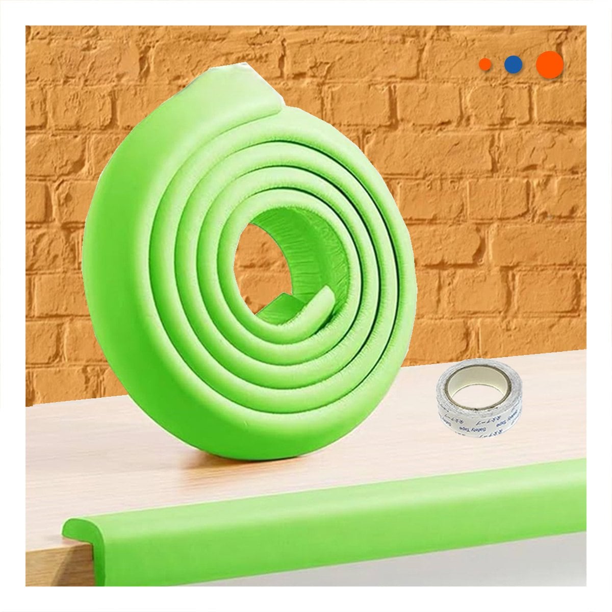 PACK12 PERFIL PROTECTOR DE BORDES ESPUMA 2 METROS VERDE LIMON SEGURIDAD HOGAR Y+PAPEL REGALO - 3