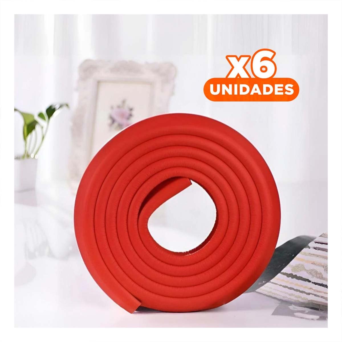 PACK6 BORDE SEGURO DE ESPUMA FLEXIBLE PARA ESQUINAS DE MUEBLES ROJO Y+PAPEL REGALO - 1