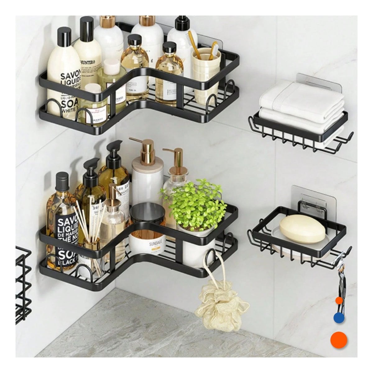 ORGANIZADOR ESQUINERO VERTICAL 5 PIEZAS NEGRO PARA ESPACIOS REDUCIDOS Y+PAPEL REGALO - 1