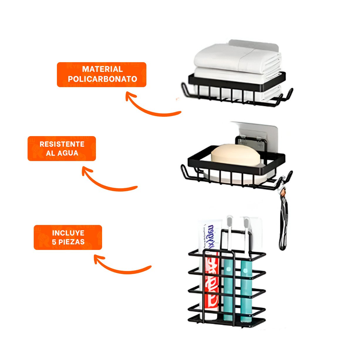 ORGANIZADOR ESQUINERO VERTICAL 5 PIEZAS NEGRO PARA ESPACIOS REDUCIDOS Y+PAPEL REGALO - 5