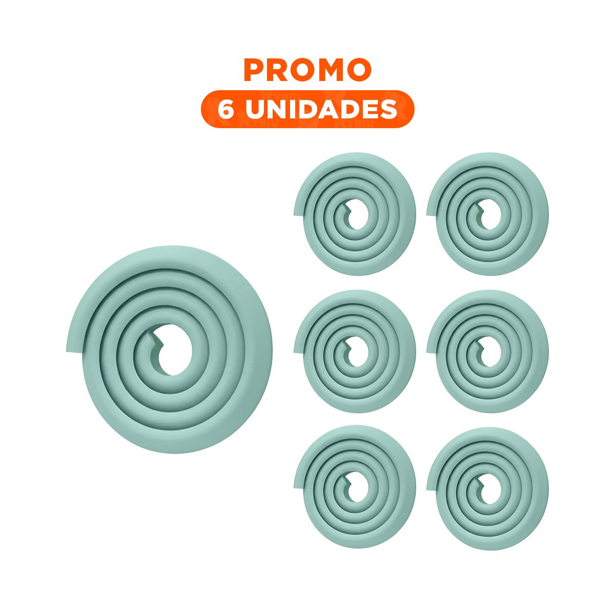 PACK6 ESPUMA PROTECTORA PARA BORDES 2 METROS VERDE AGUA SEGURIDAD INTERIOR Y+REGALO STICKER - 1